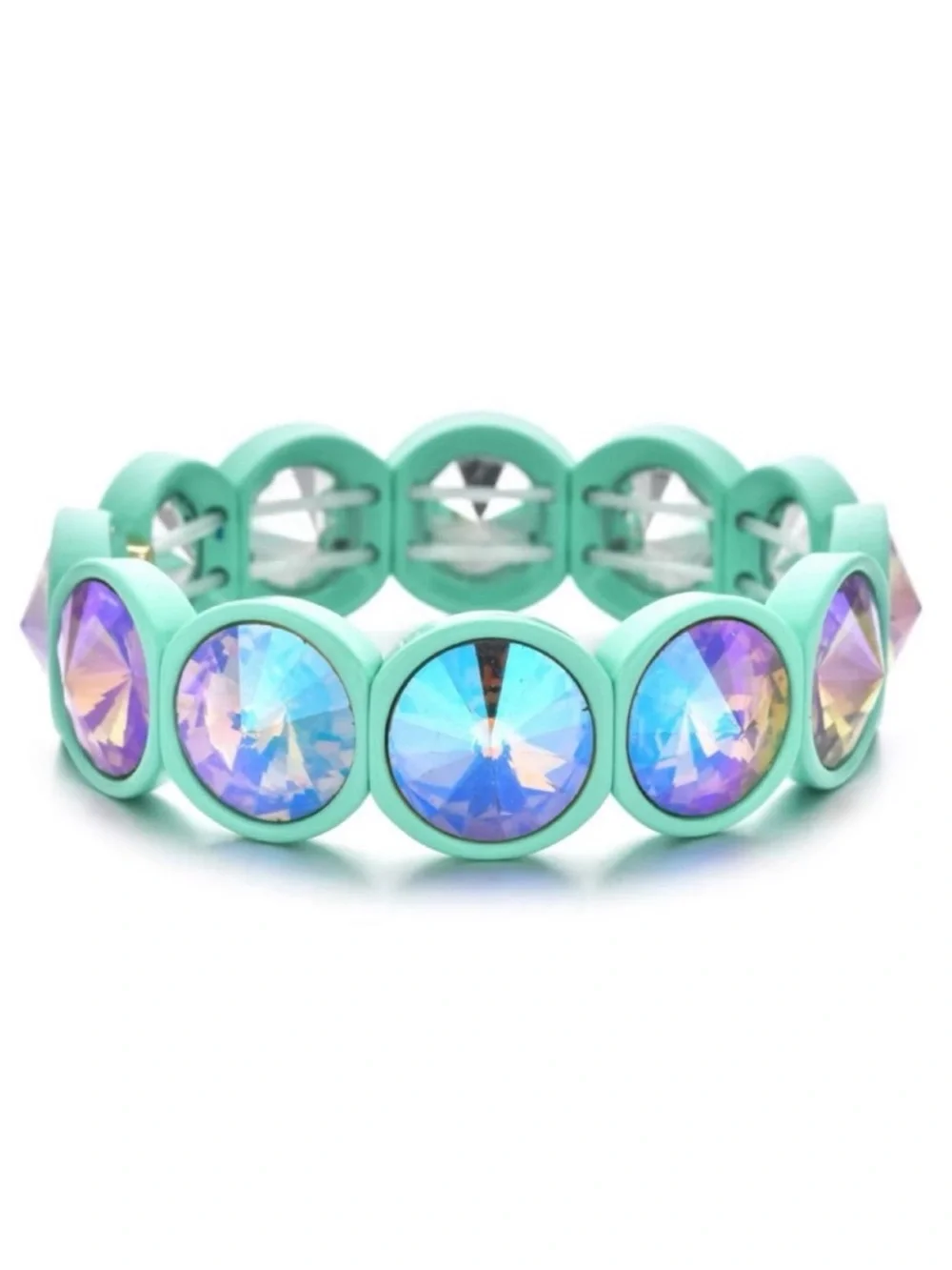 Blue Big Crystal Elastic Enamel Stretch Bracelet, NEW